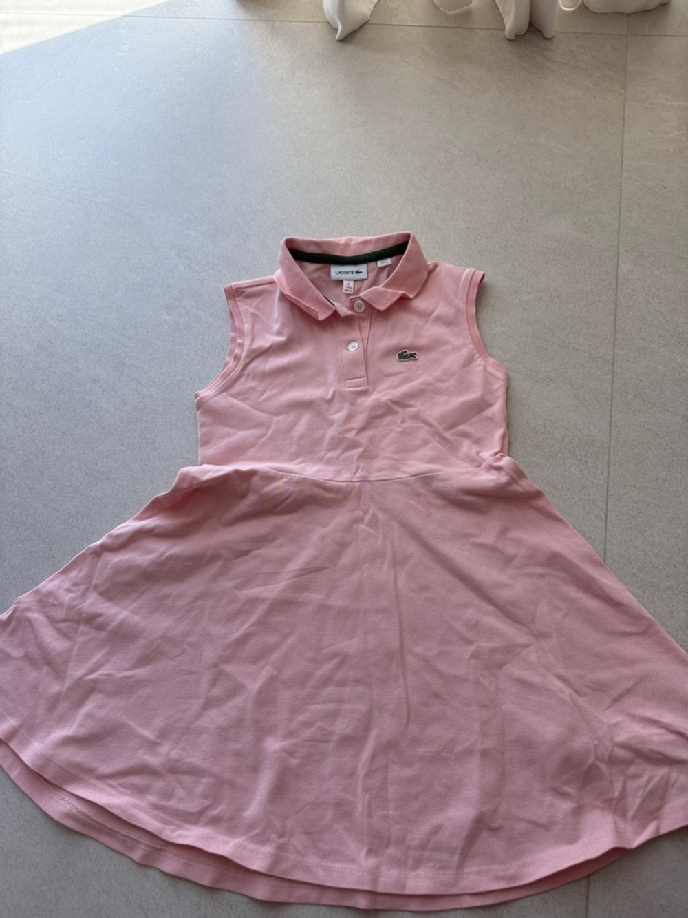 Girls Lacoste Light Pink Sleeveless Polo Dress